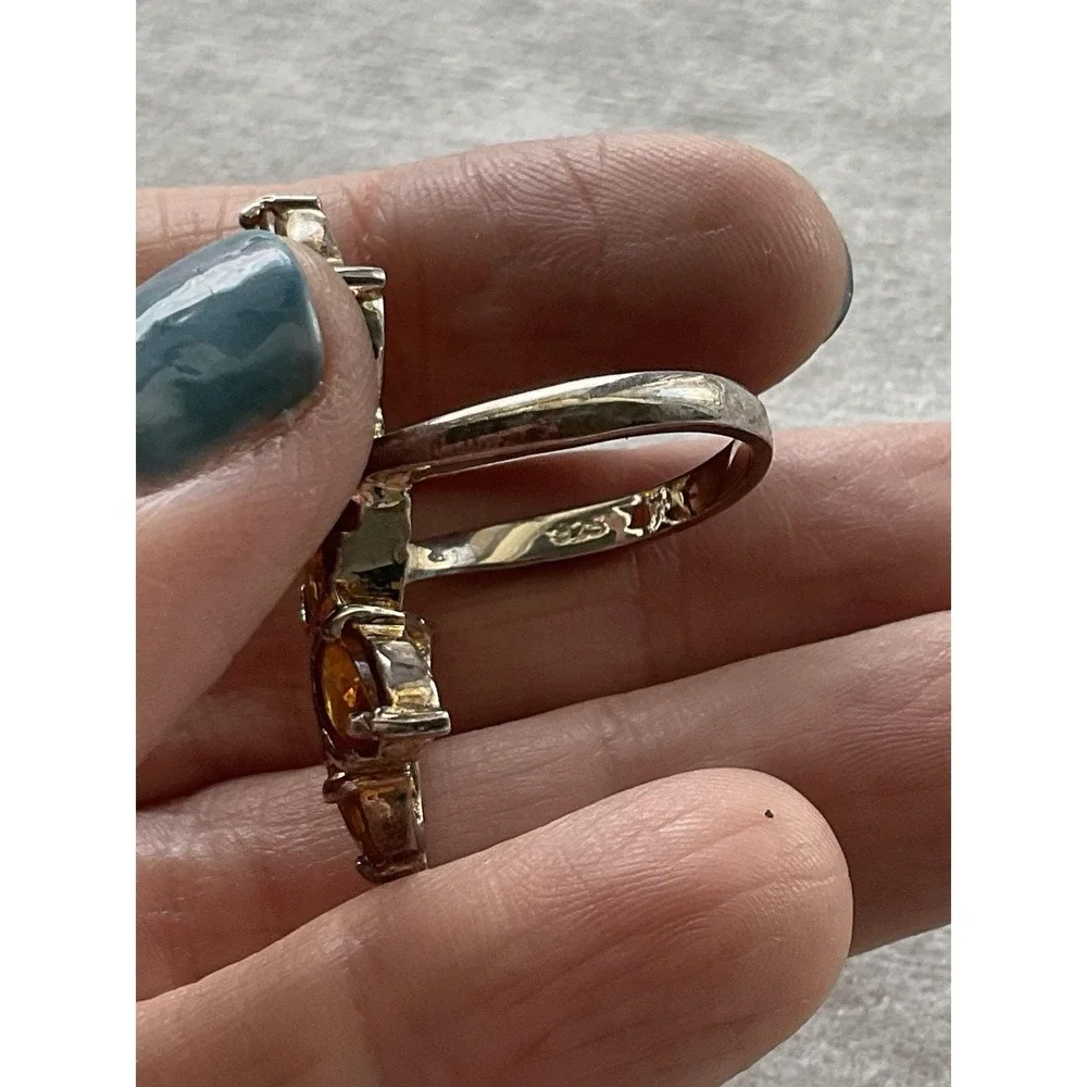 Vintage 925 Sterling Silver Leafy Branch Gemstone Ring Size 8 Estate Jewelry